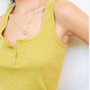 NWT Anthropologie T.La Ribbed Henley Tank Top chartreuse Sz M